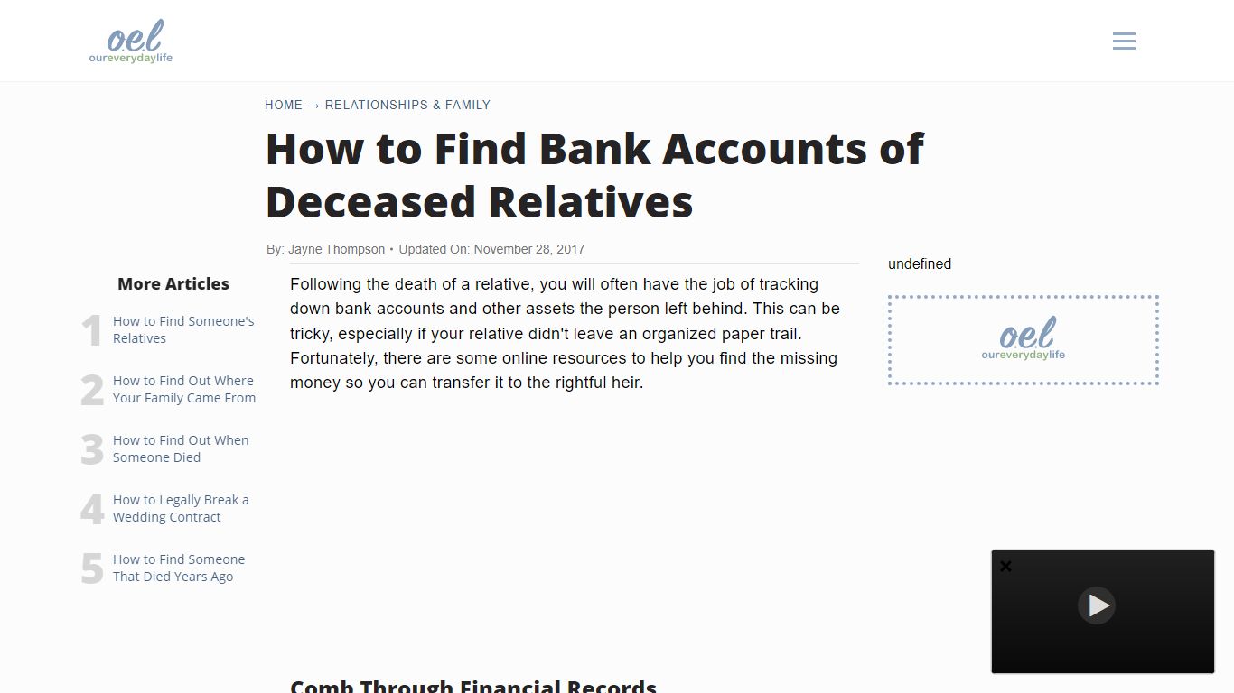 How to Find Bank Accounts of Deceased Relatives